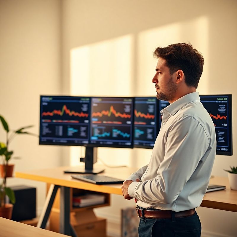 SEO consultant at a standing desk in a Constanța office