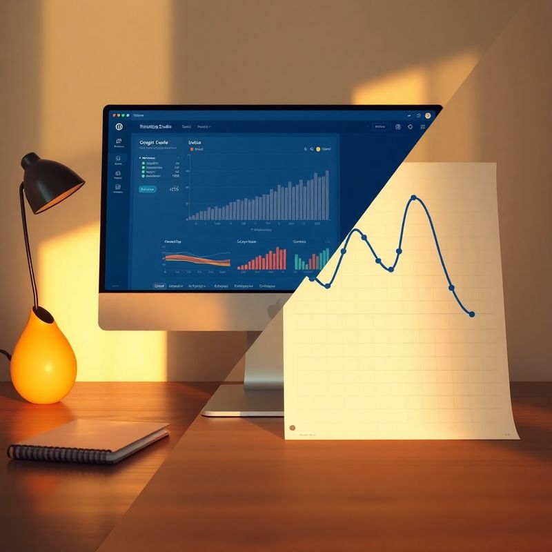 Analytics dashboard beside a rising organic-session curve